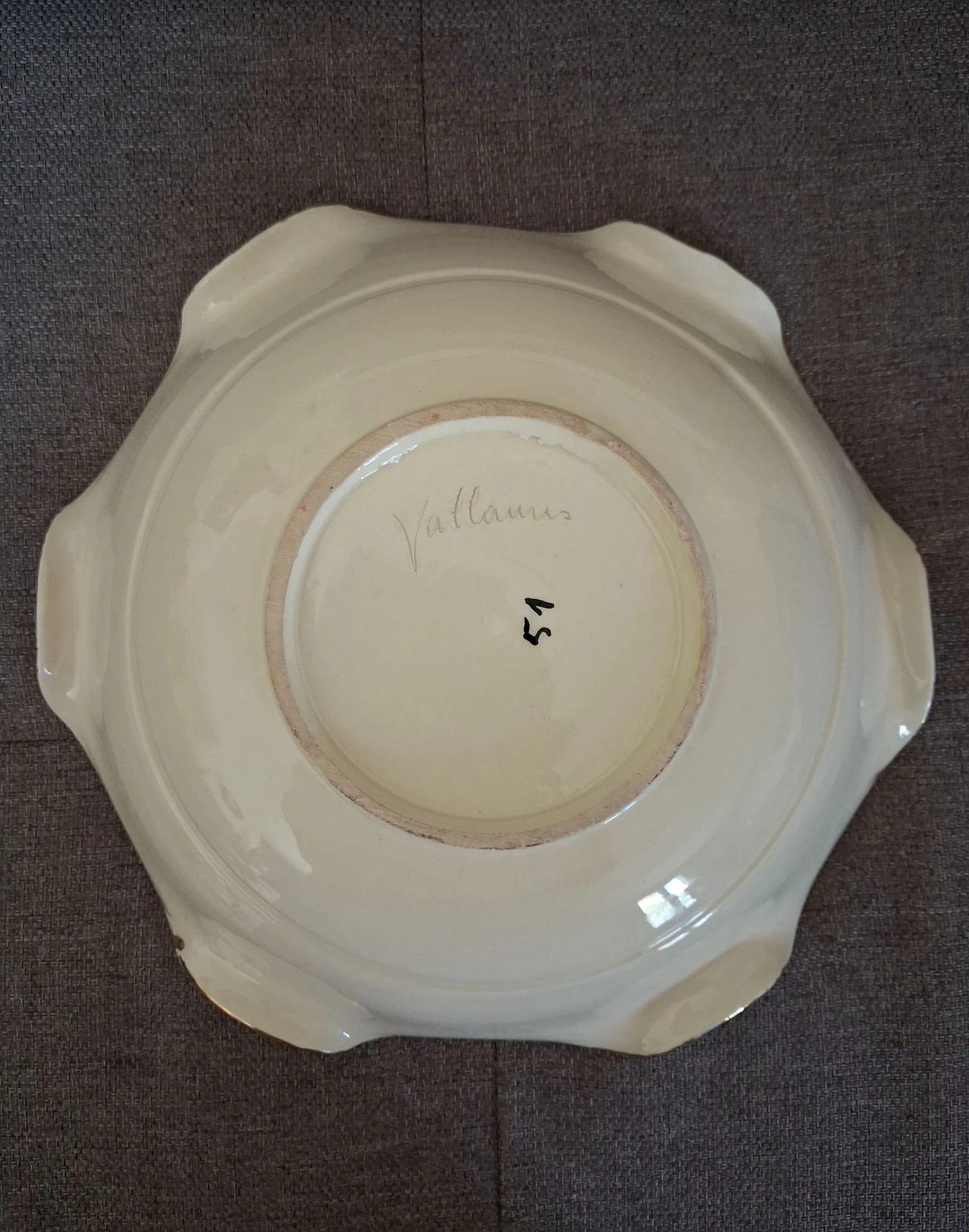 ​✨ Plat / Coupe Vallauris Vintage Années 50/60 – Céramique Décor Floral & Or Fine – photo 8
